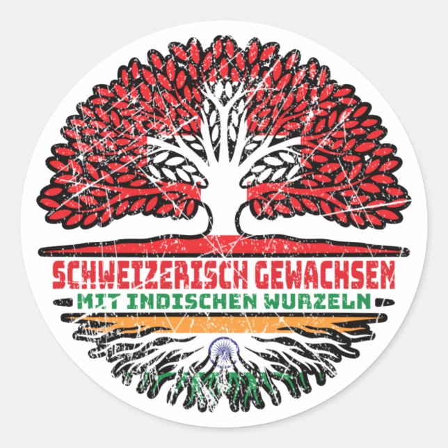 Adesivo Redondo Indisch Schweizer Schweiz Baum Wurzel (Frente)