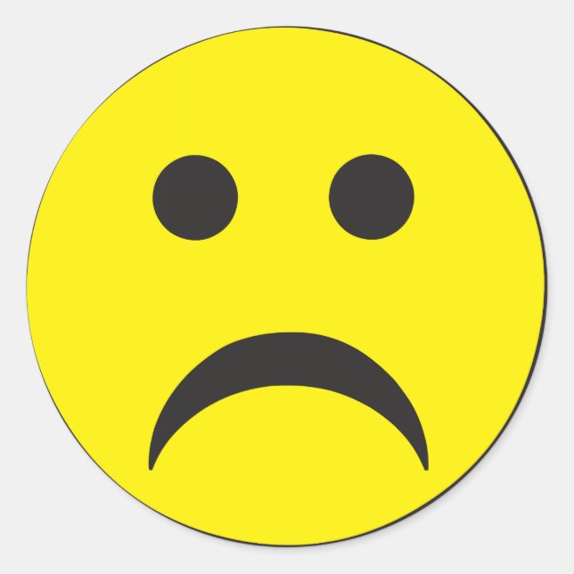 Adesivo Redondo Infeliz Tristeza Face (Frente)
