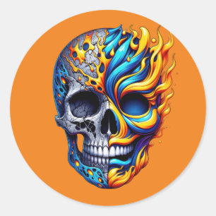 Adesivo Redondo Inferno Duality Skull