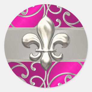 Adesivo Redondo Infiltrados, cor-de-rosa-quente e prata, Fleur de 