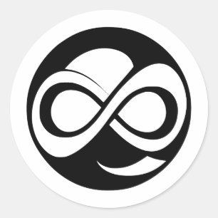 Adesivo Redondo Infinidade Simples Elegância em preto e branco