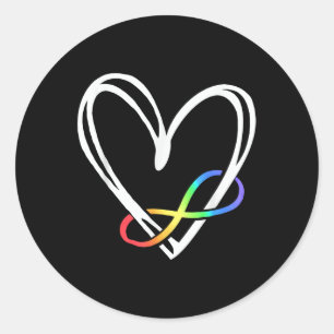 Adesivo Redondo Infinity Heart Autism Awarness Love Não Precisa De