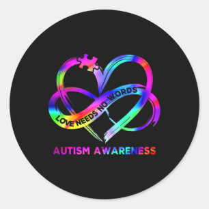 Adesivo Redondo Infinity Heart Love Autismo Sensibilização Não Pre