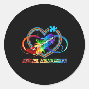 Adesivo Redondo Infinity Heart Love Autismo Sensibilização Não Pre