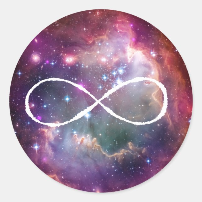 Adesivo Redondo Infinity loop and galaxy space hipster background (Frente)
