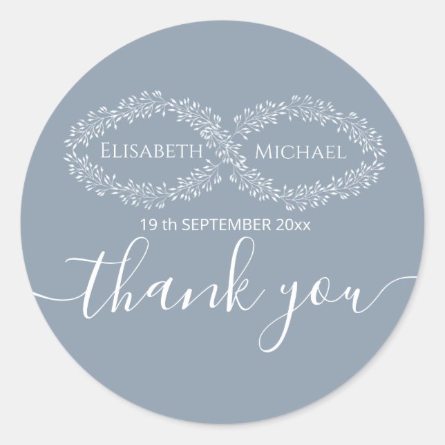 Adesivo Redondo Infinity posty botânico romântico elegante (Frente)