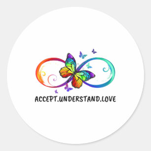 Adesivo Redondo Infinity Sign Accept Compreender Neurodiversificaç