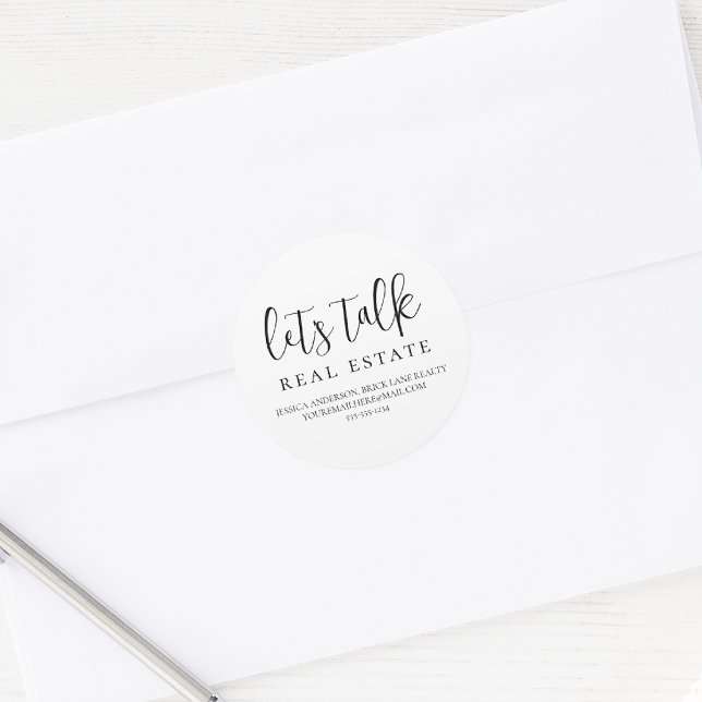 Adesivo Redondo Informações de contato do Vamos Talk Imóveis (Let's Talk Real Estate Sticker)