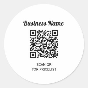 Adesivo Redondo Informações Mínimas do Código QR Preto e Branco Bá