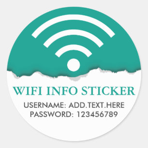 Adesivo Redondo Informações personalizadas sobre WiFi/acesso à Int