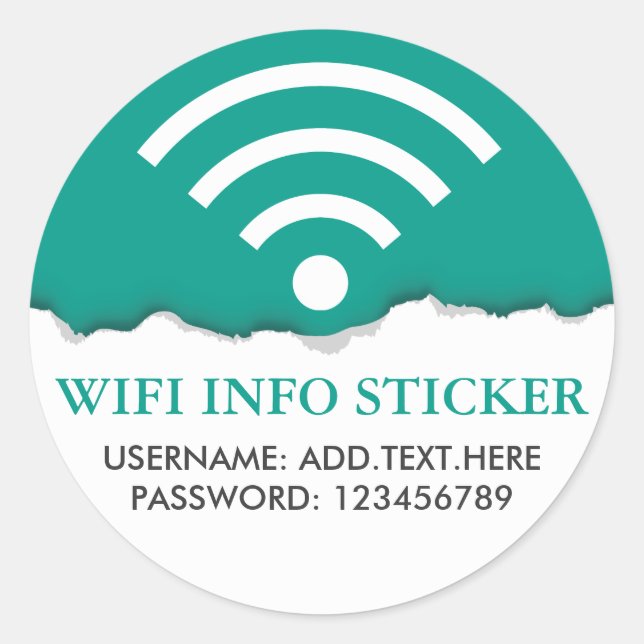 Adesivo Redondo Informações personalizadas sobre WiFi/acesso à Int (Frente)