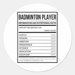 Adesivo Redondo Informações Sobre Os Jogadores De Badminton E Fato