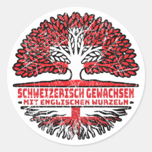 Adesivo Redondo Inglaterra Englisch Schweizer Schweiz Baum Wurzel