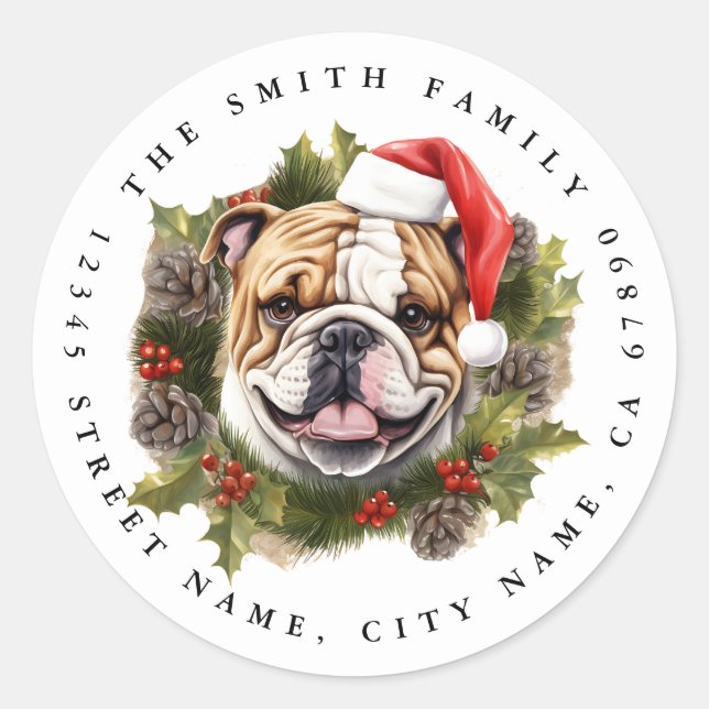 Adesivo Redondo Inglês Buldogue Round Stickers (Frente)