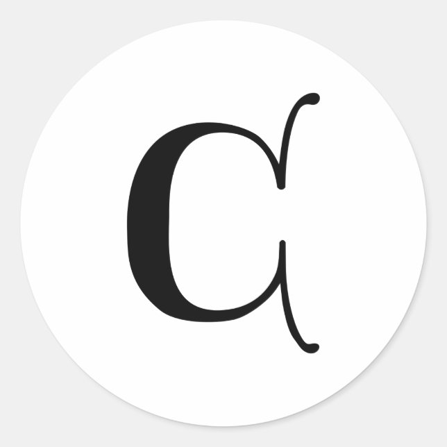 Adesivo Redondo Inglês Gótico - Letra C (Frente)