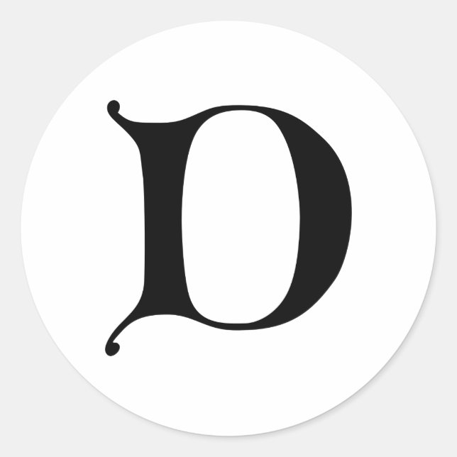 Adesivo Redondo Inglês Gótico - Letra D (Frente)