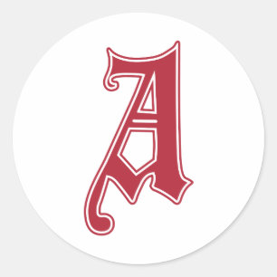Adesivo Redondo Inglês Gótico Monograma - letra A