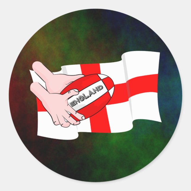 Adesivo Redondo Inglês Rugby Team Apoiadores Bandeira com Ball (Frente)