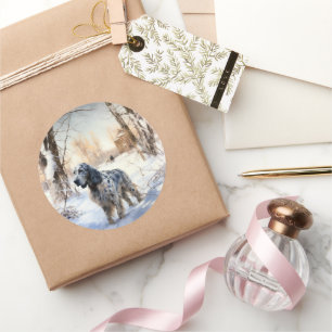 Adesivo Redondo Inglês Setter Que Neve Natal