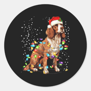 Adesivo Redondo Inglês Springer Spaniel Dog Voz de Natal Xmas