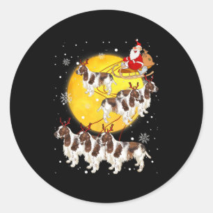 Adesivo Redondo Inglês Springer Spaniel Reindeer Cão de Natal Lo