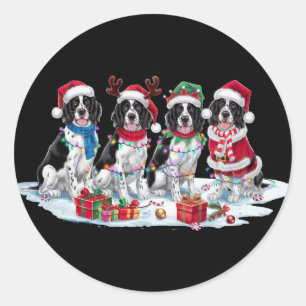Adesivo Redondo Inglês Springer Spaniel Santa que chora elf Chr
