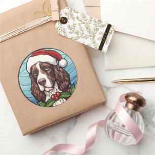 Adesivo Redondo Inglês Springer Spaniel Stainel Natal