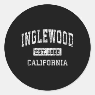Adesivo Redondo Inglewood California Ca Estabelecida Esportes