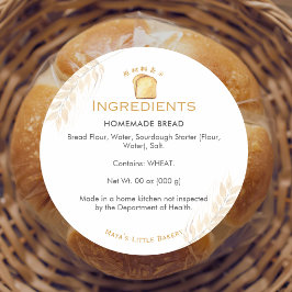 Adesivo Redondo Ingrediente de Produto de Padaria de Trigo de Pão