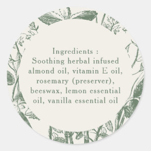 Adesivo Redondo Ingredientes Apenas Produto Verde Botânico Sage