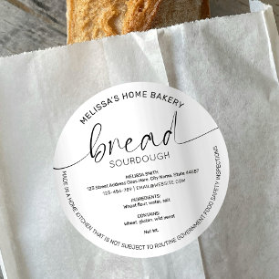 Adesivo Redondo Ingredientes da Lei de Algodão para Pão Minimalist