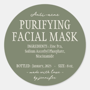 Adesivo Redondo Ingredientes da máscara facial purificante antiacn
