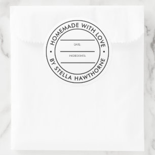 Adesivo Redondo Ingredientes Data Nome Personalizado Feito à Mão C