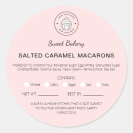 Adesivo Redondo Ingredientes de Macarons da Lei de Alimentos da Co