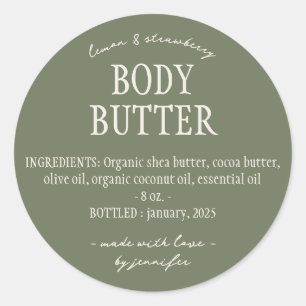 Adesivo Redondo Ingredientes de Manteiga Corporal Caseira de Salvi