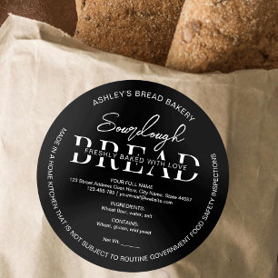 Adesivo Redondo Ingredientes de pão preto minimalista
