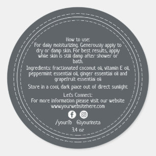 Adesivo Redondo Ingredientes de produtos de beleza empresarial org