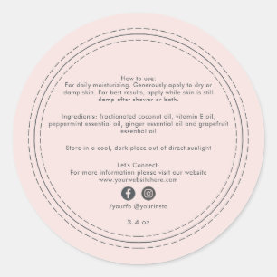 Adesivo Redondo Ingredientes de produtos de beleza empresarial org