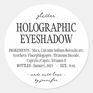 Adesivo Redondo Ingredientes de Sombras Holográficas com Brilho Si