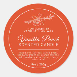 Adesivo Redondo Ingredientes de velas de fruta de baunilha caseira