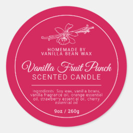 Adesivo Redondo Ingredientes de velas de fruta de baunilha caseira