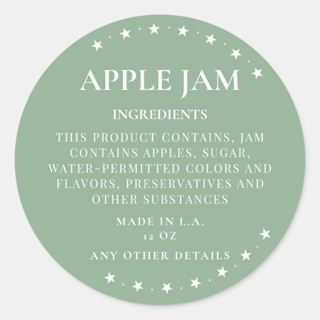 Adesivo Redondo Ingredientes Ingredientes para pequenas empresas (Frente)