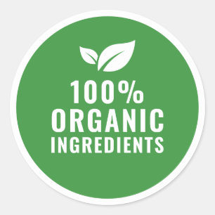Adesivo Redondo Ingredientes Orgânicos Alimento Folha Verde Minima