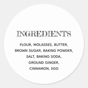 Adesivo Redondo Ingredientes Personalizados Biscoitos de Gengibre