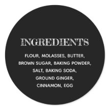 Ingredientes personalizados preto e branco