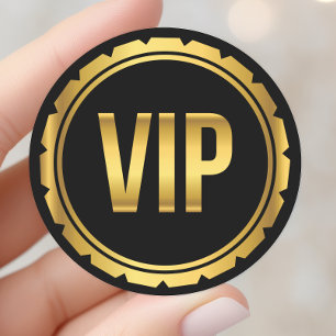 Adesivo Redondo Ingresso de festa VIP Círculo Dourado e Preto