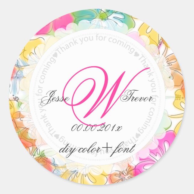 Adesivo Redondo Inibição de PixDezines/efeito de aquarela (Frente)