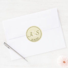Adesivo Redondo Iniciais Clássicas Minimalistas de Casamento e Ver