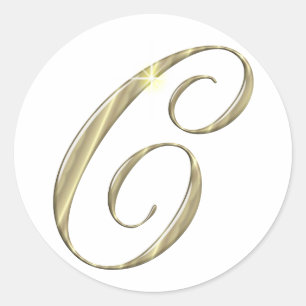 Adesivo Redondo Iniciais da letra C do monograma do ouro