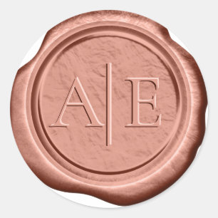 Adesivo Redondo Iniciais De Casamento De Cera Faux Dk Terra Cotta